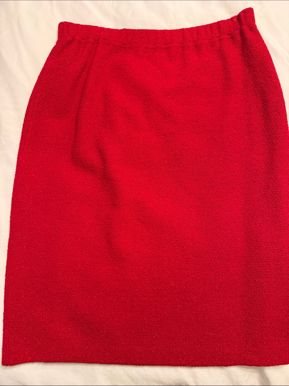 Classic St John Crimson Red Women’s Skirt - with slight glitter sheen.